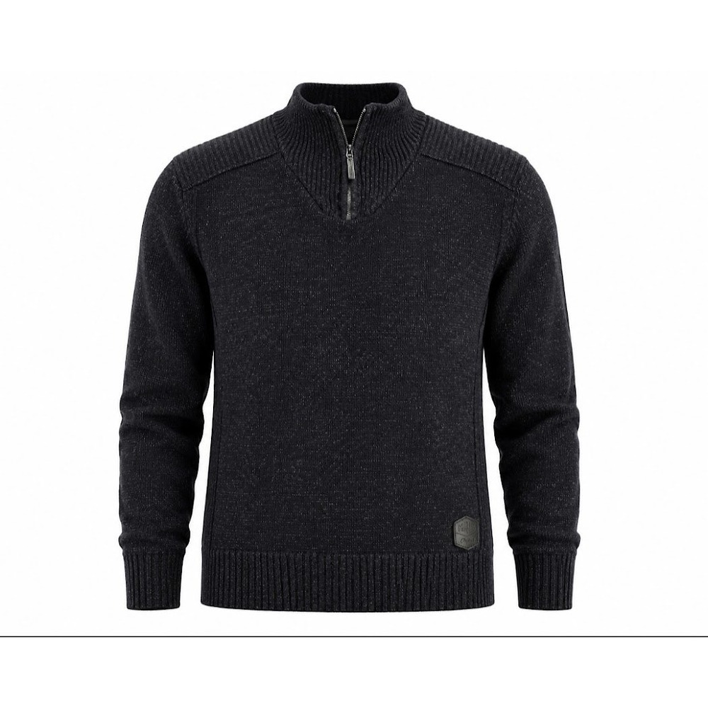 Projek‎ Raw Mens XXL Black Marled Quarter Zip Pullover Sweater Ribbed Knit 1149